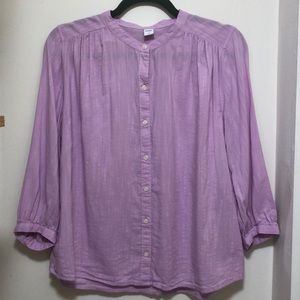 NWOT Old Navy Lilac Shirred Button Blouse